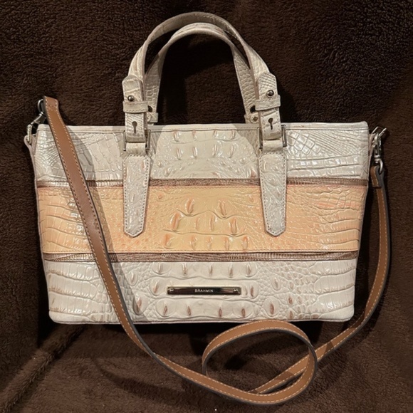Brahmin Mini Asher Rose Tri Color Melbourne Gator/Croc Leather - Picture 13 of 16